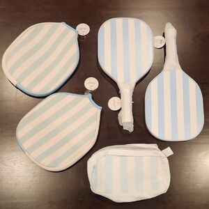 Blue and White Striped Pickle Ball Set of 5, NWT